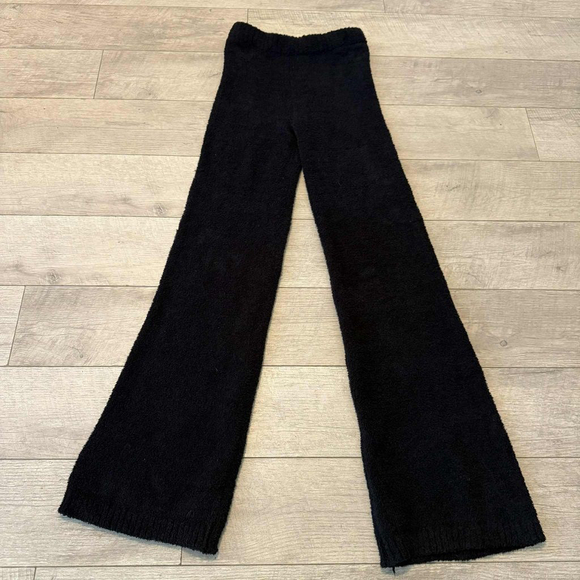 Women's Fashion Nova Black Fuzzy Wide Leg Pants S - Picture 1 of 10